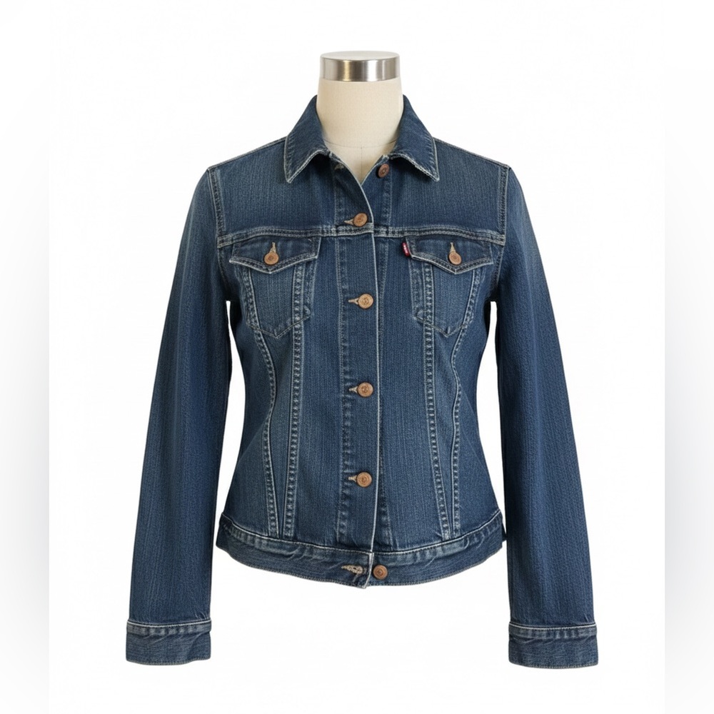Levi’s Positively Superior Denim Jacket Small Y2K Streaky Slub Wash Trucker